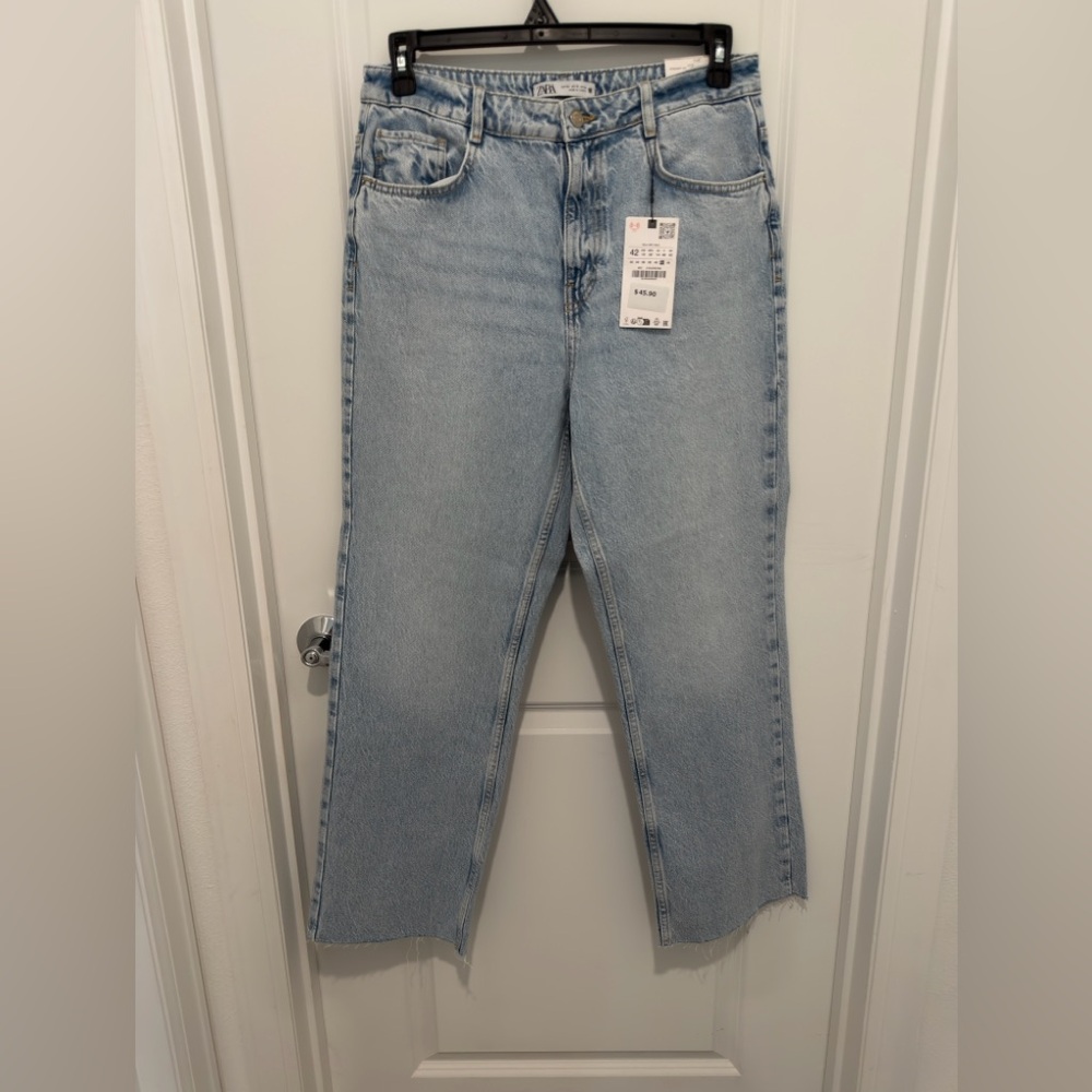 Zara Light Blue Straight Leg Jeans